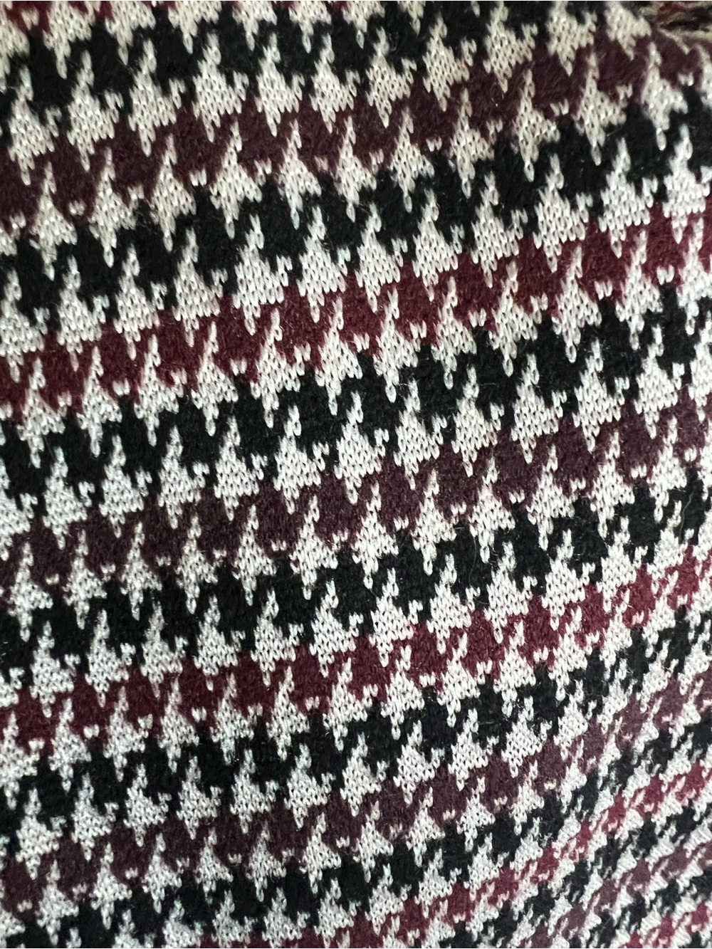 Women's Houndstooth Knit Blazer Jacket - Black, Brown, Cream & Burgundy - Picture 8 of 10